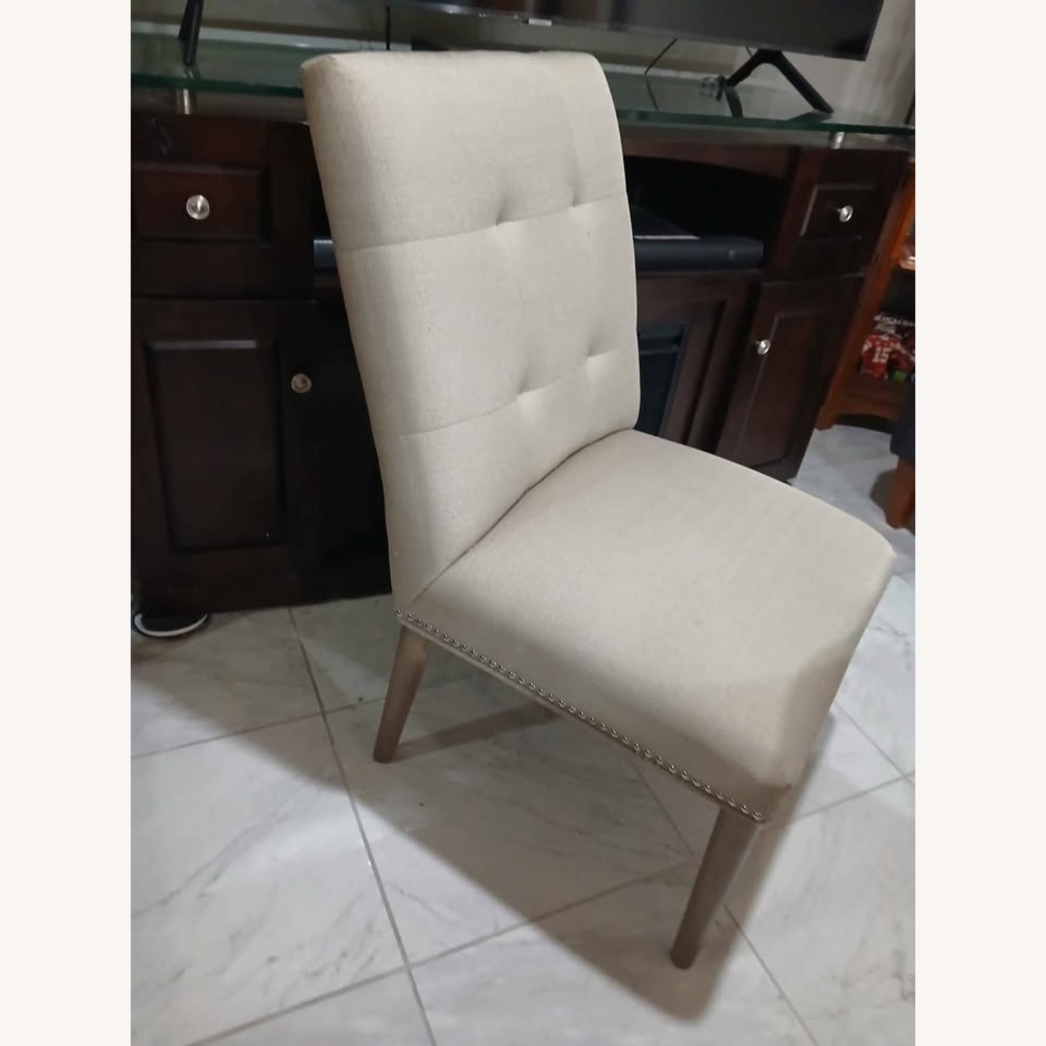 Pair of Beige Accent Chairs - image-2