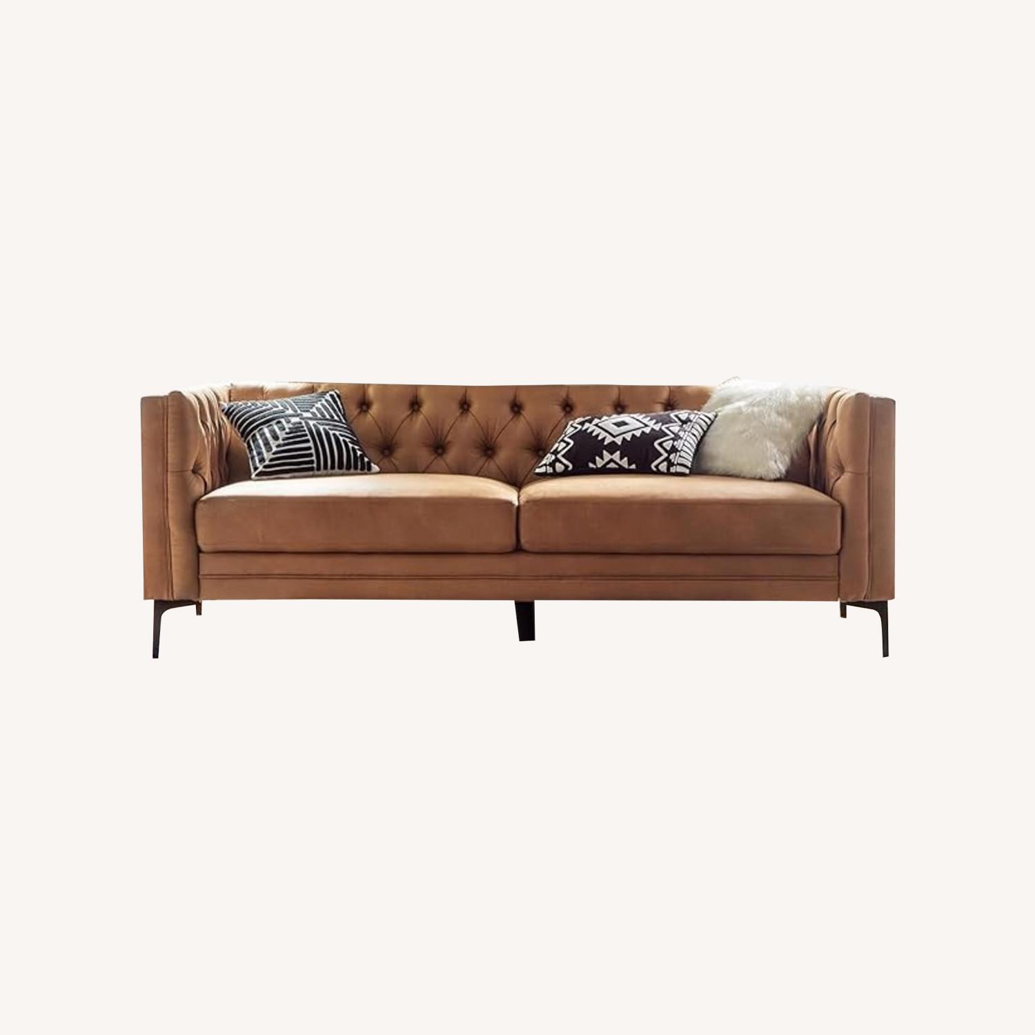 Faux Leather Sofa Couch with Metal Legs - image-0