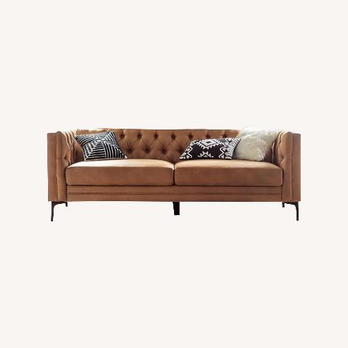 Used Faux Leather Sofa Couch with Metal Legs for sale on AptDeco