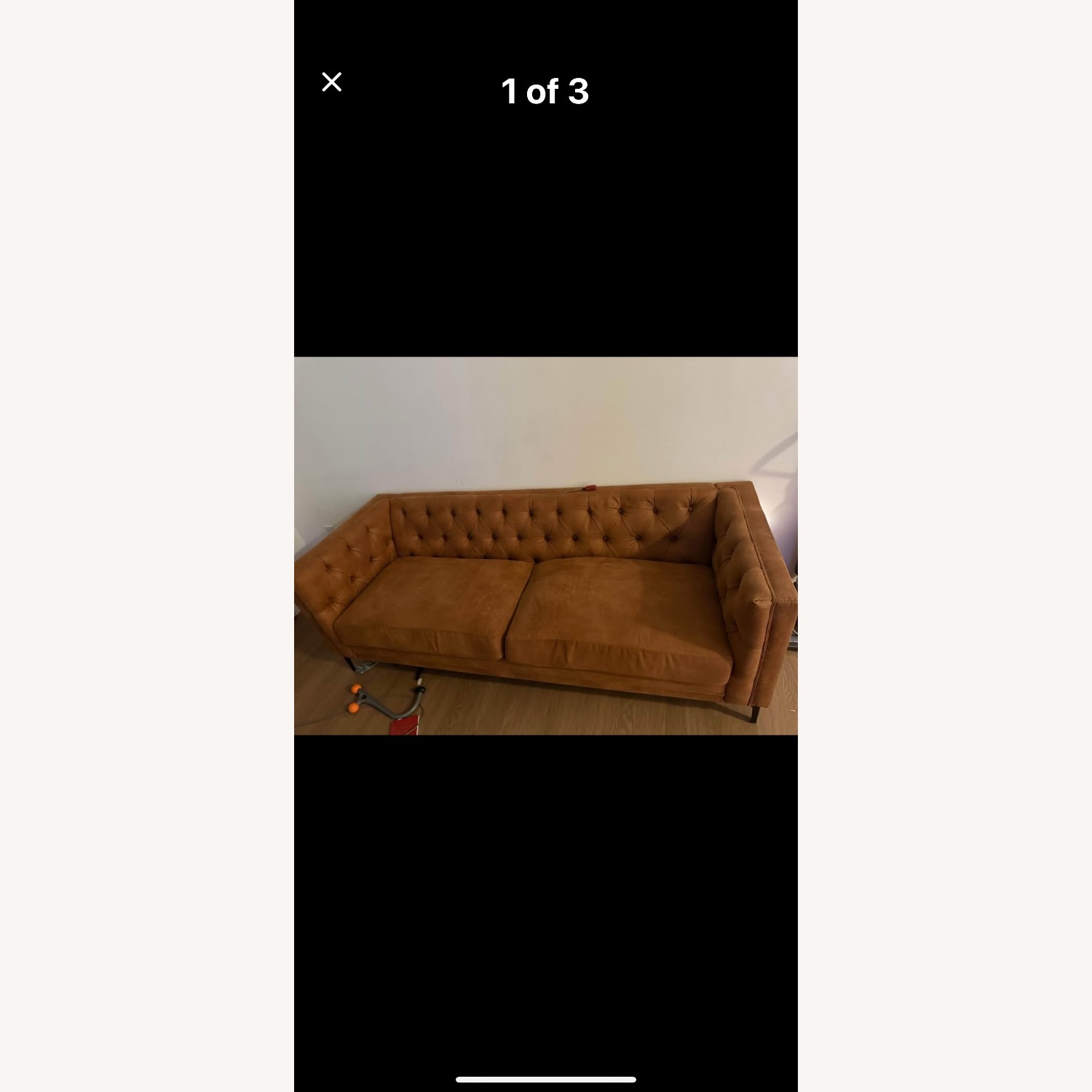 Faux Leather Sofa Couch with Metal Legs - image-1