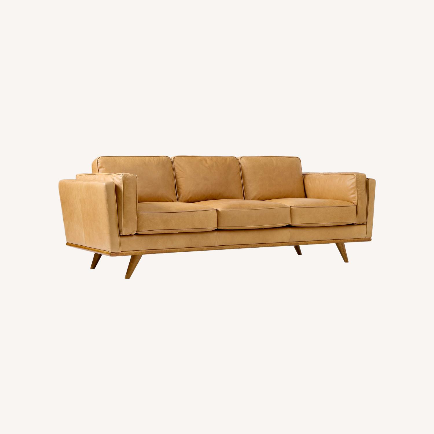West Elm Zander Leather 3+ Seater Sofa - image-0