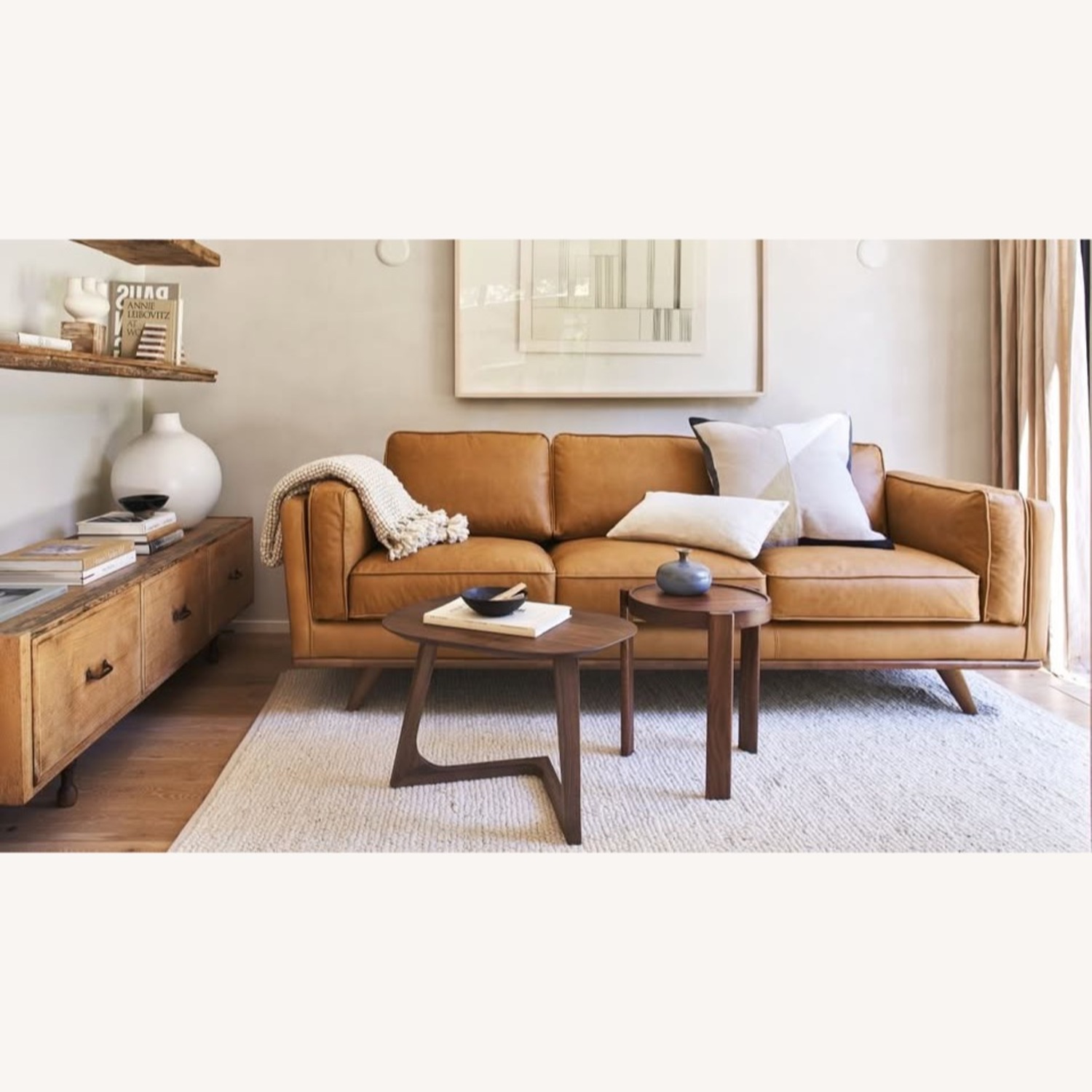 West Elm Zander Leather 3+ Seater Sofa - image-1