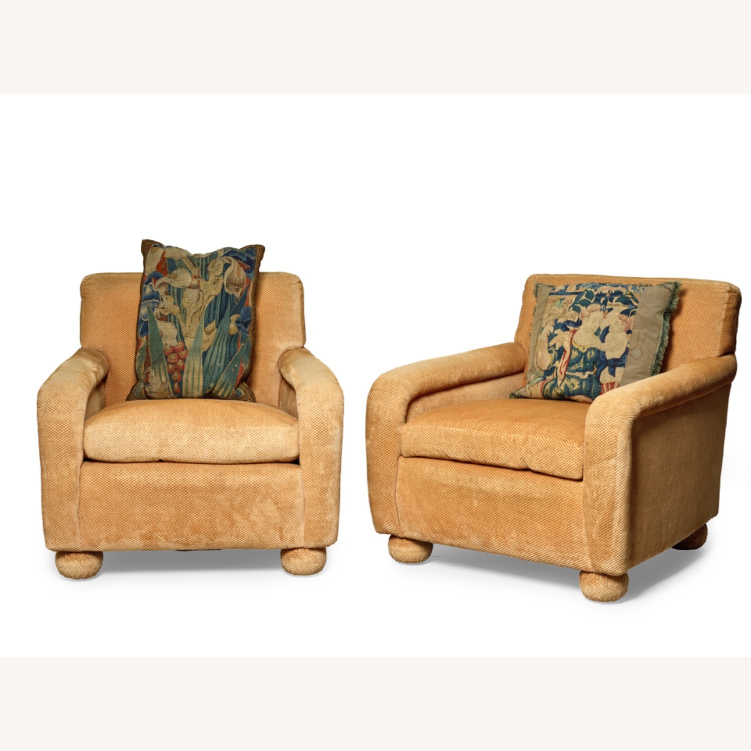Barbara Walter's Chenille Upholstered Armchairs - image-1