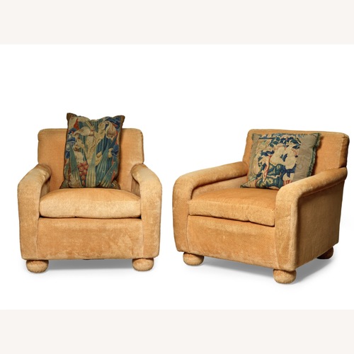Used Barbara Walter's Chenille Upholstered Armchairs for sale on AptDeco