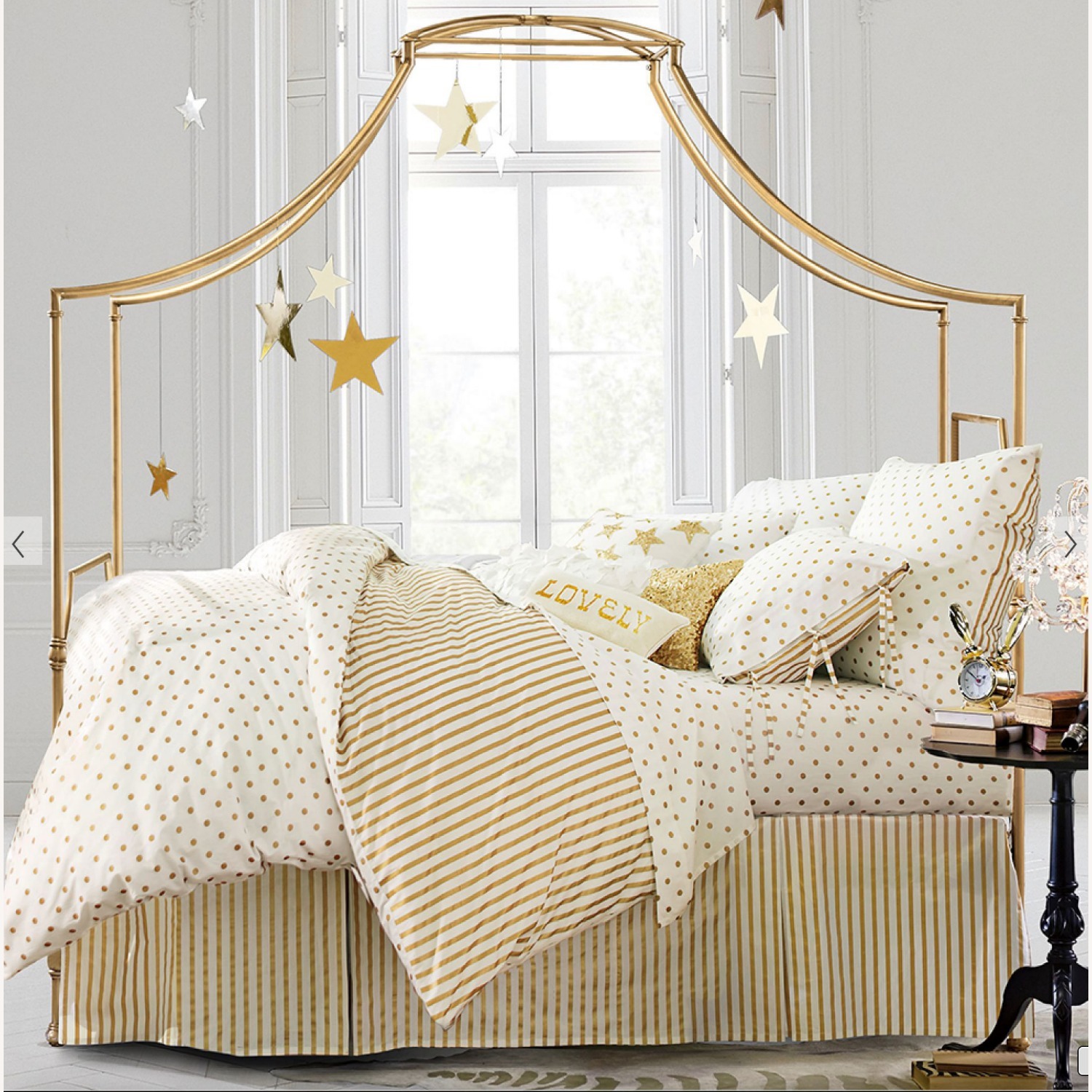 Pottery Barn Teen Maison Gold Metal Queen Bed - image-3