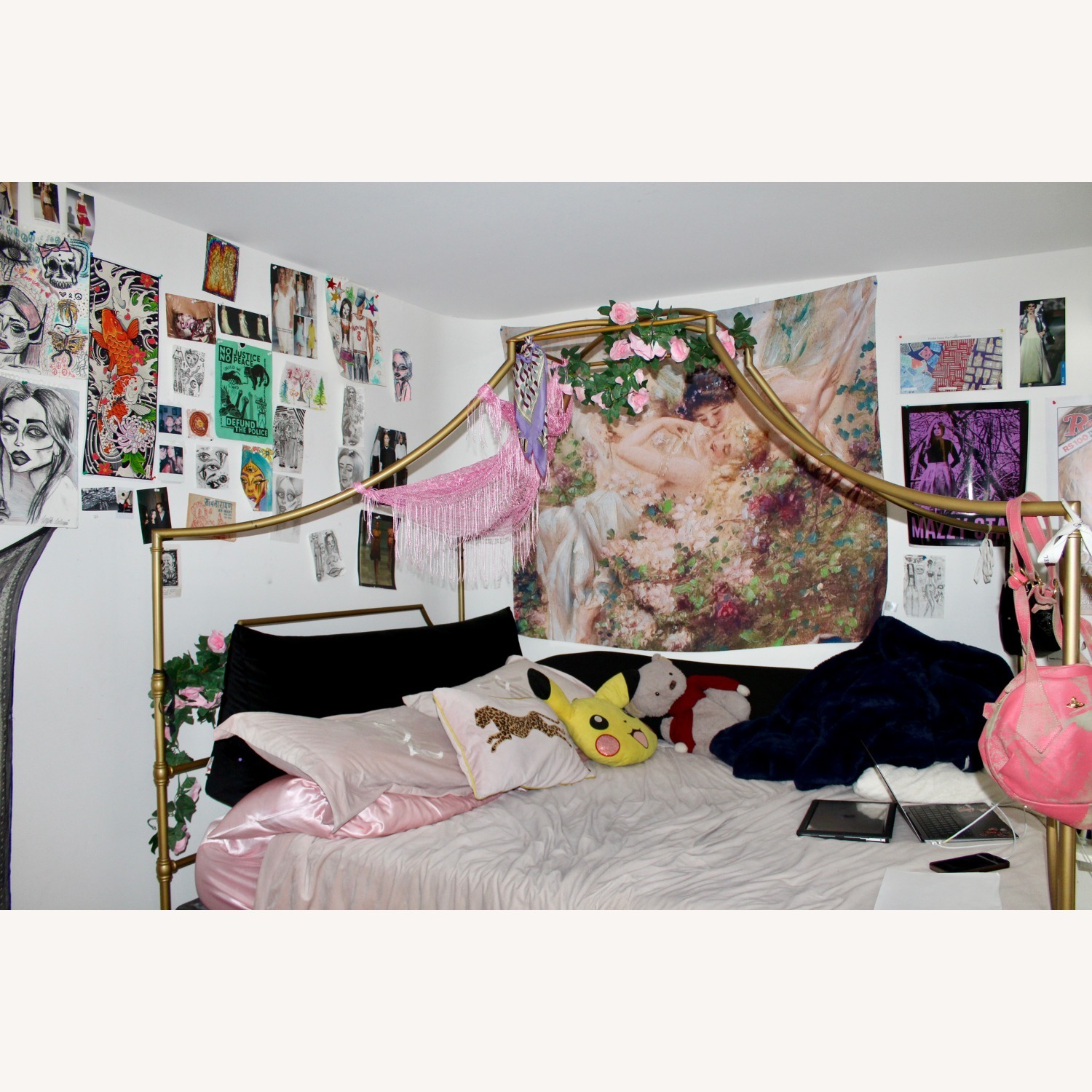 Pottery Barn Teen Maison Gold Metal Queen Bed - image-2