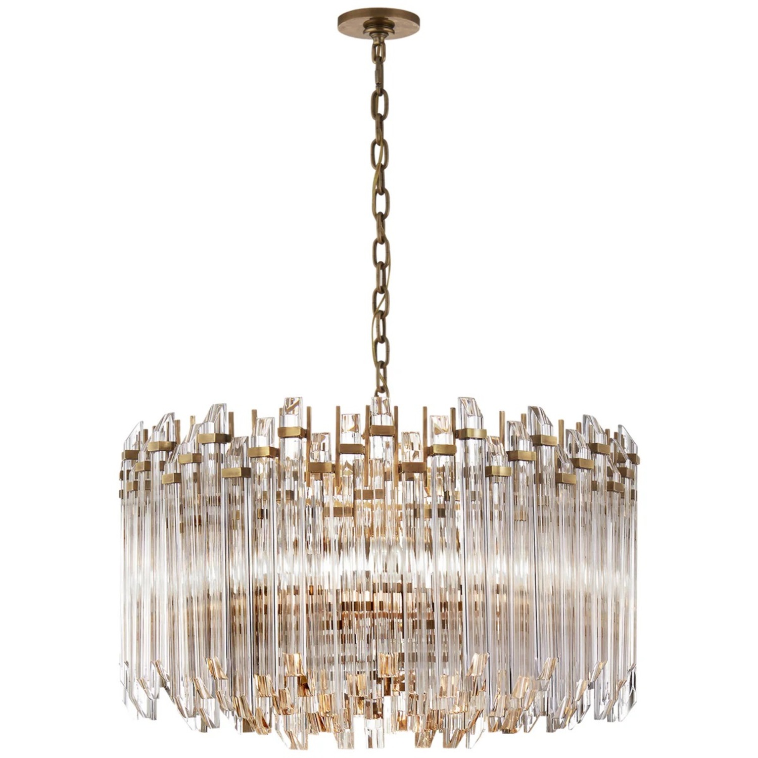 Visual Comfort Large Brass Round Chandelier Light - image-5