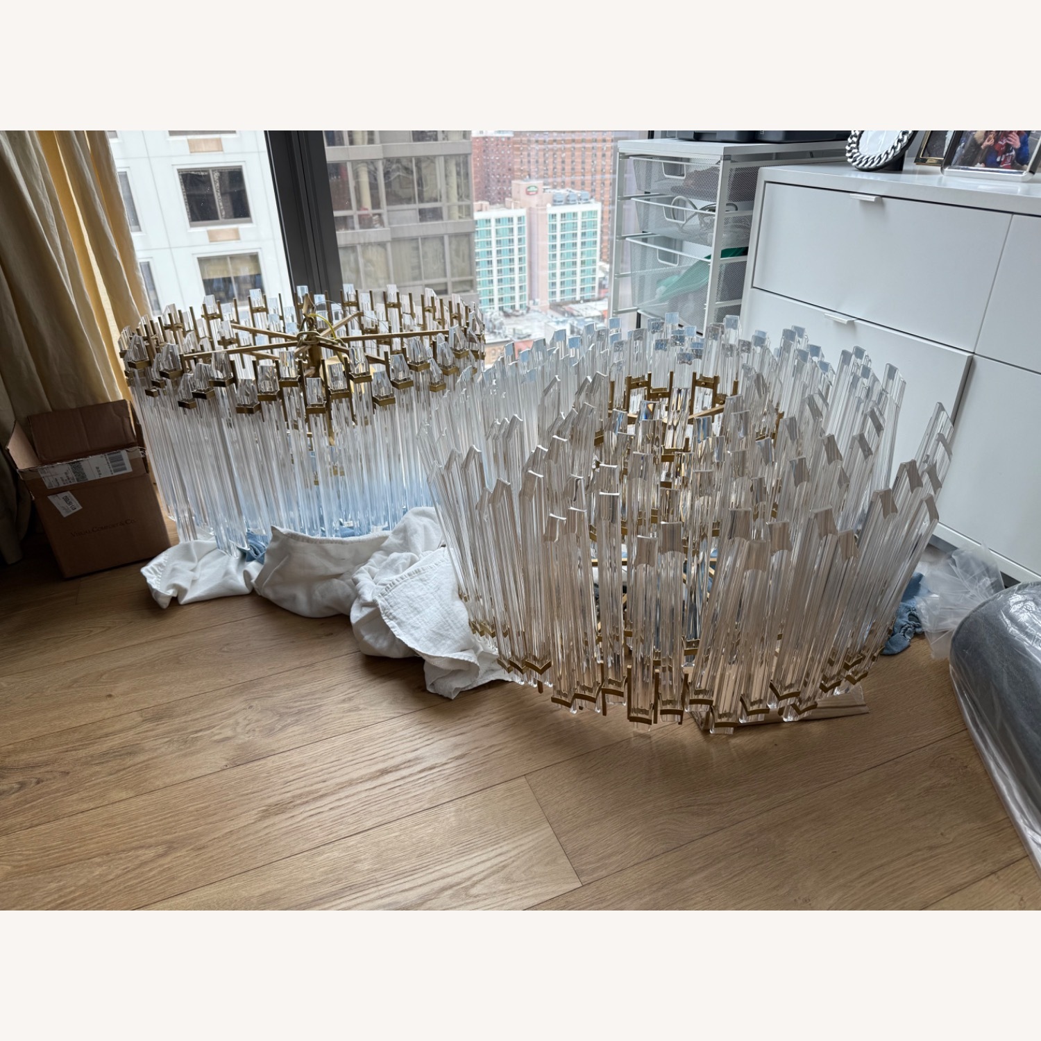 Visual Comfort Large Brass Round Chandelier Light - image-4