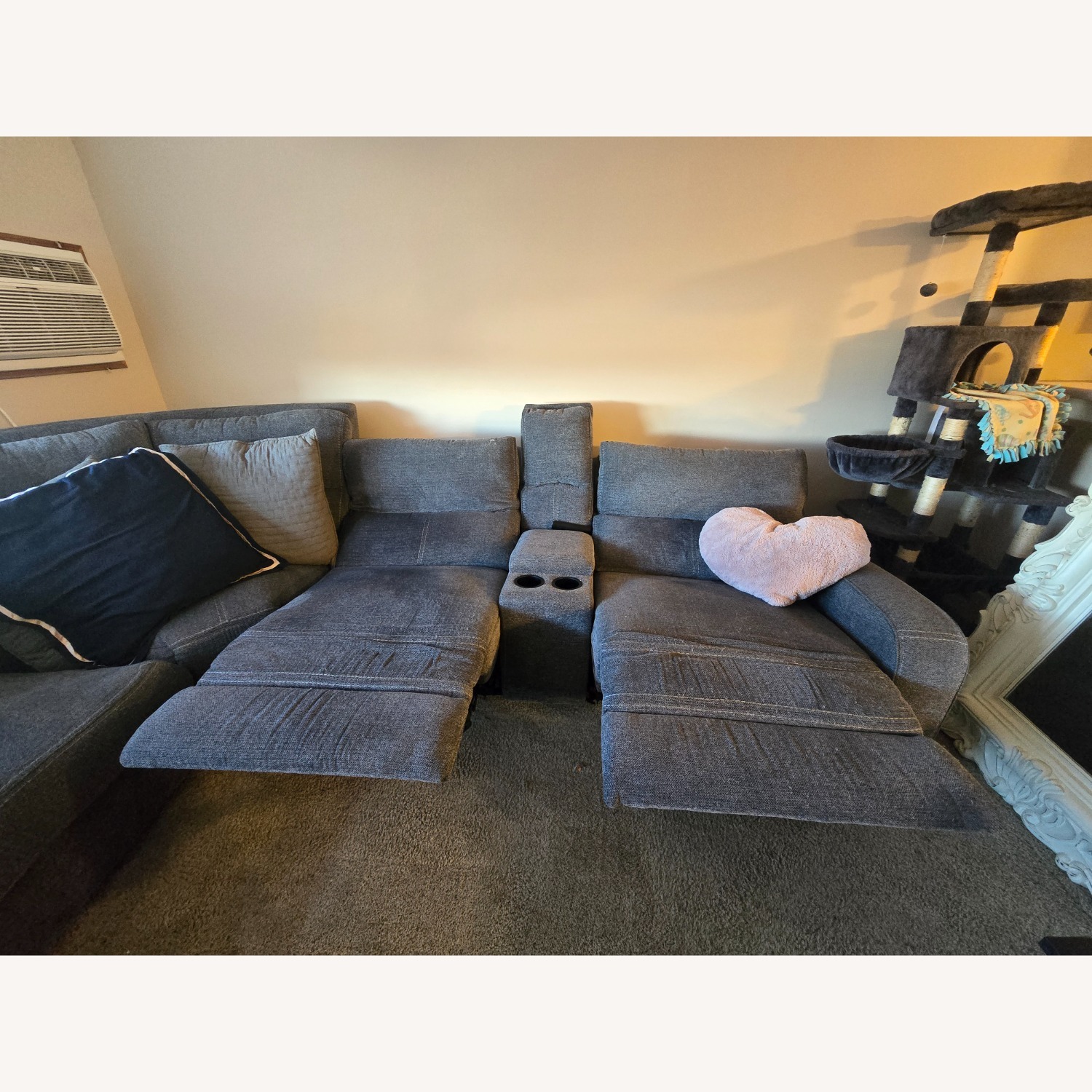 HOM Furniture Dark Gray Fabric 3+ Piece Sectional - image-7