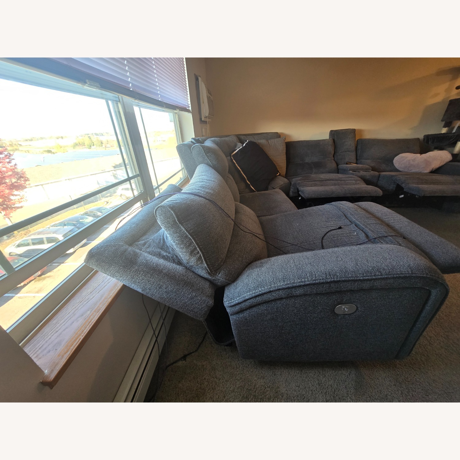 HOM Furniture Dark Gray Fabric 3+ Piece Sectional - image-8