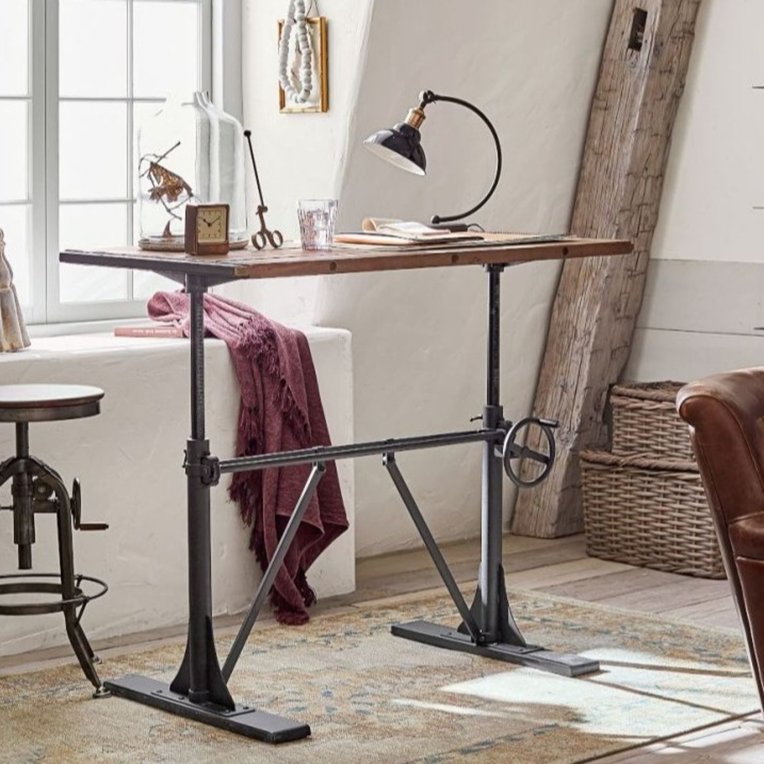 Pottery Barn Brown Pittsburgh Crank Standing Desk (48") - image-1