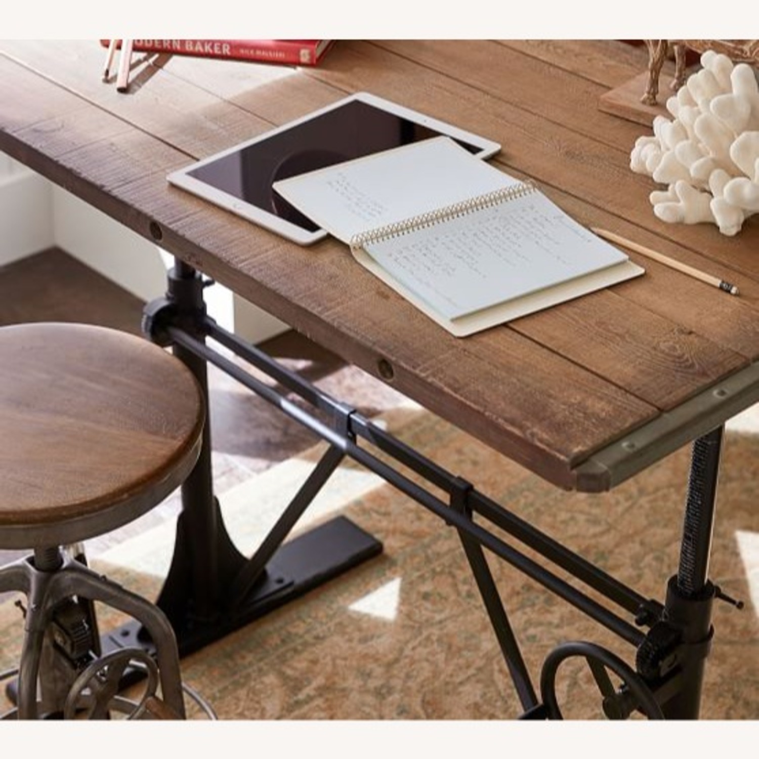 Pottery Barn Brown Pittsburgh Crank Standing Desk (48") - image-6