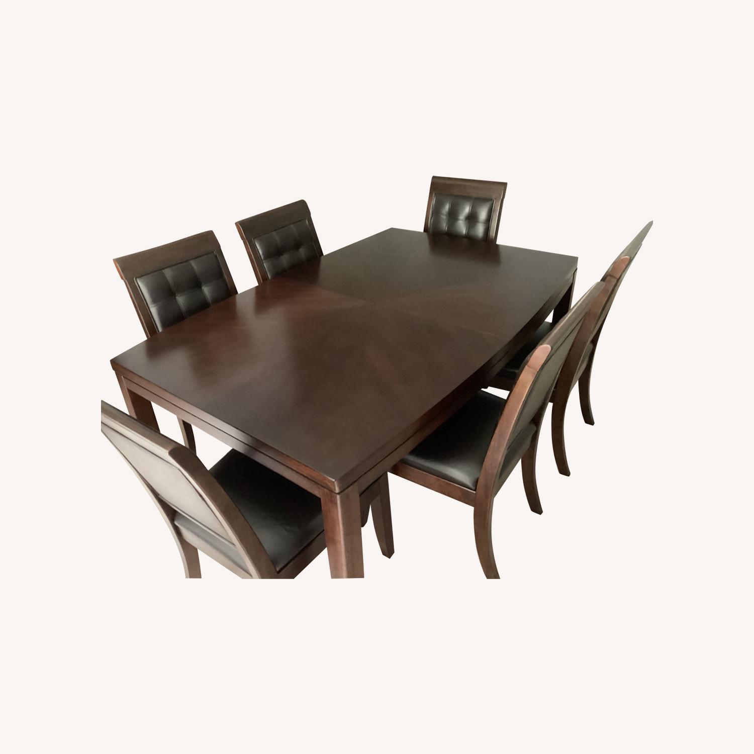 American Drew Wood/Leather Dining Set - image-0