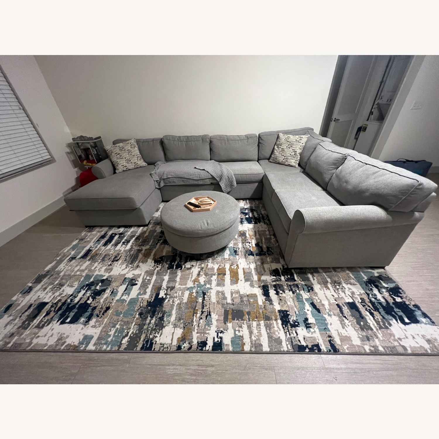 Living Spaces 3-Piece Sectional + Storage Ottoman - image-1