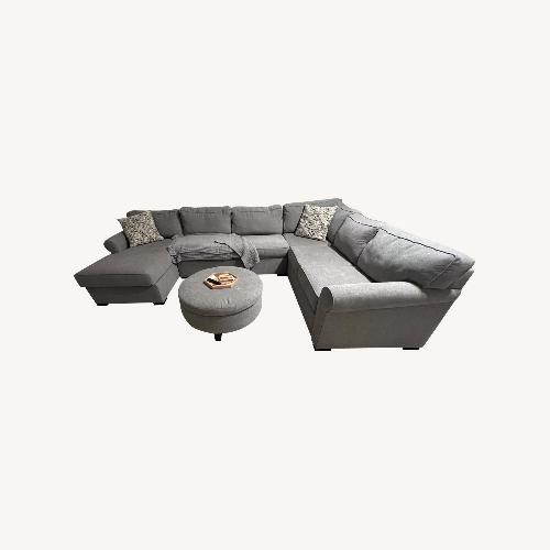 Used Living Spaces 3-Piece Sectional + Storage Ottoman for sale on AptDeco