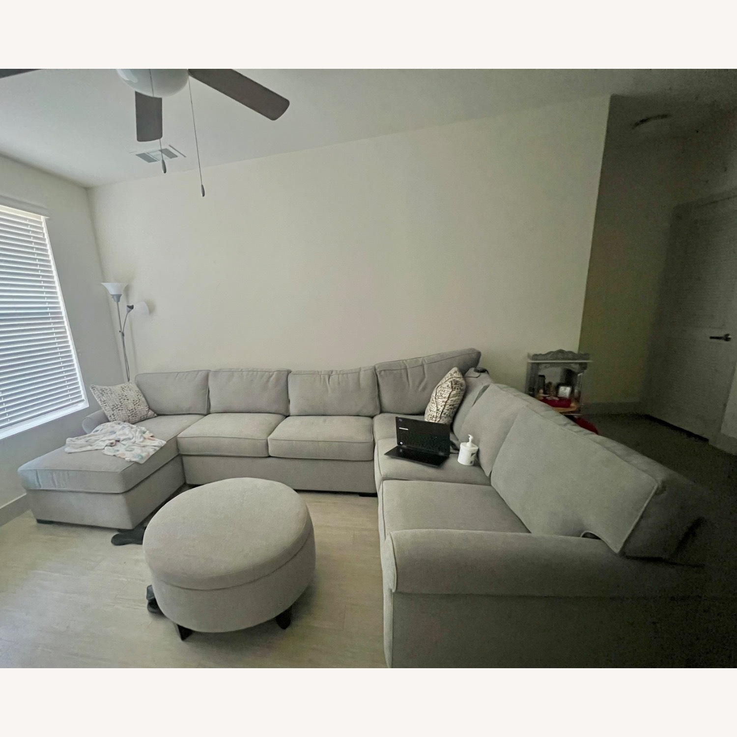 Living Spaces 3-Piece Sectional + Storage Ottoman - image-2