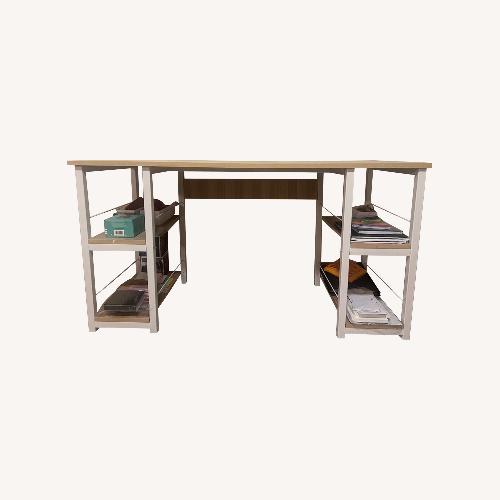 Used Amazon 55” Office Desk with 4 Open Storage Shelves for sale on AptDeco