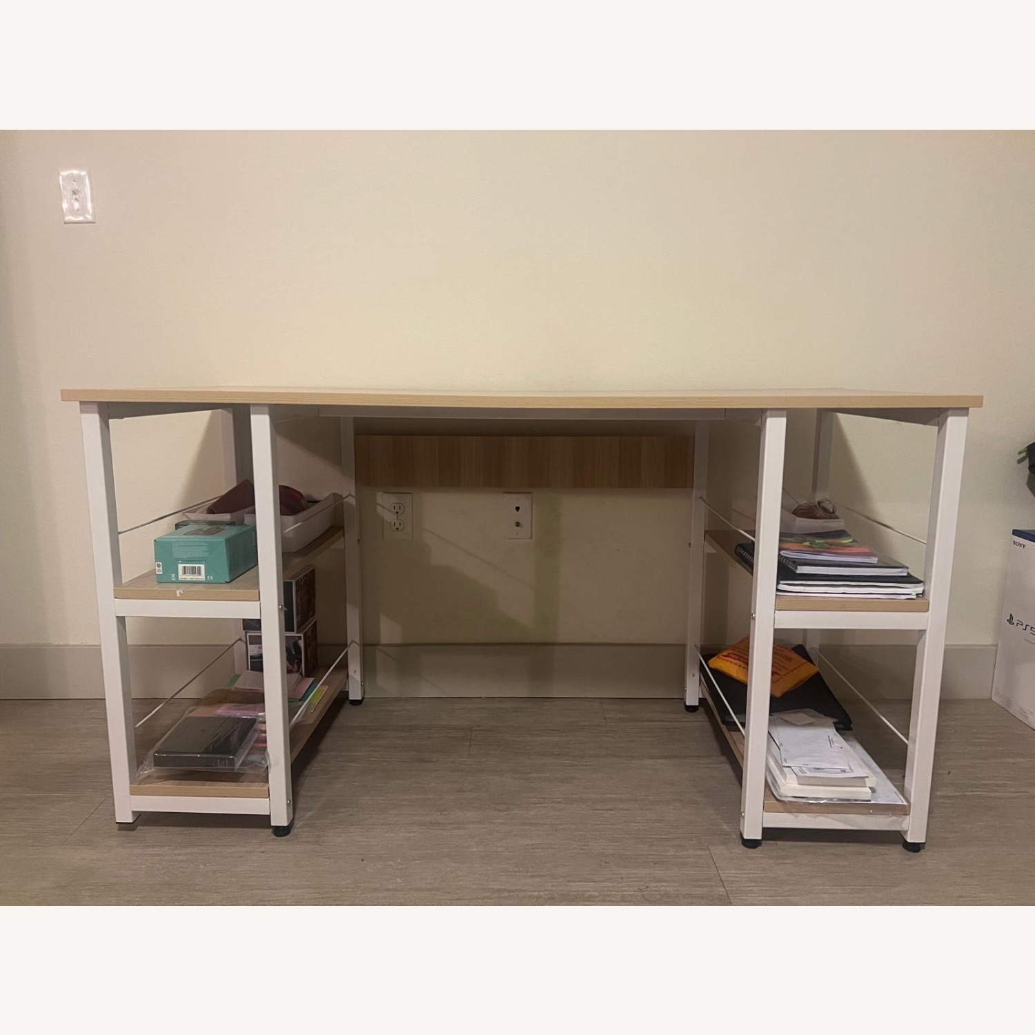 Amazon 55” Office Desk with 4 Open Storage Shelves - image-1