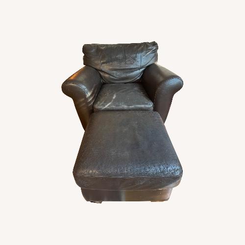 Used Natuzzi Real Italian Leather Chair and Ottoman for sale on AptDeco