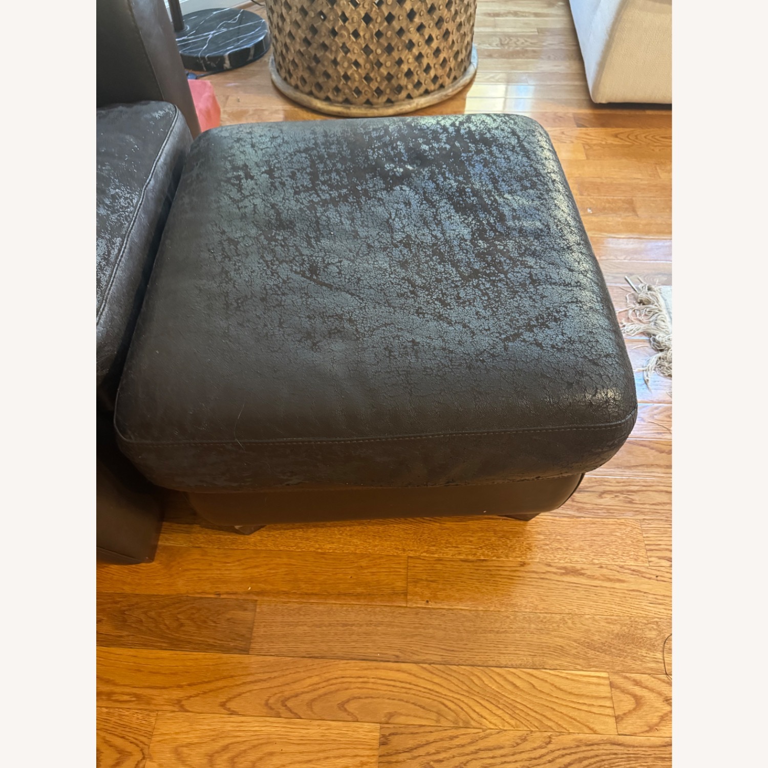 Natuzzi Real Italian Leather Chair and Ottoman - image-3