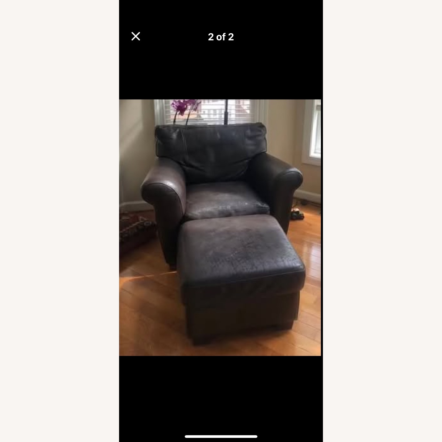 Natuzzi Real Italian Leather Chair and Ottoman - image-1