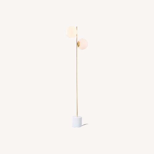 Used West Elm Gold Sphere & Stem 2-Light Floor Lamp for sale on AptDeco