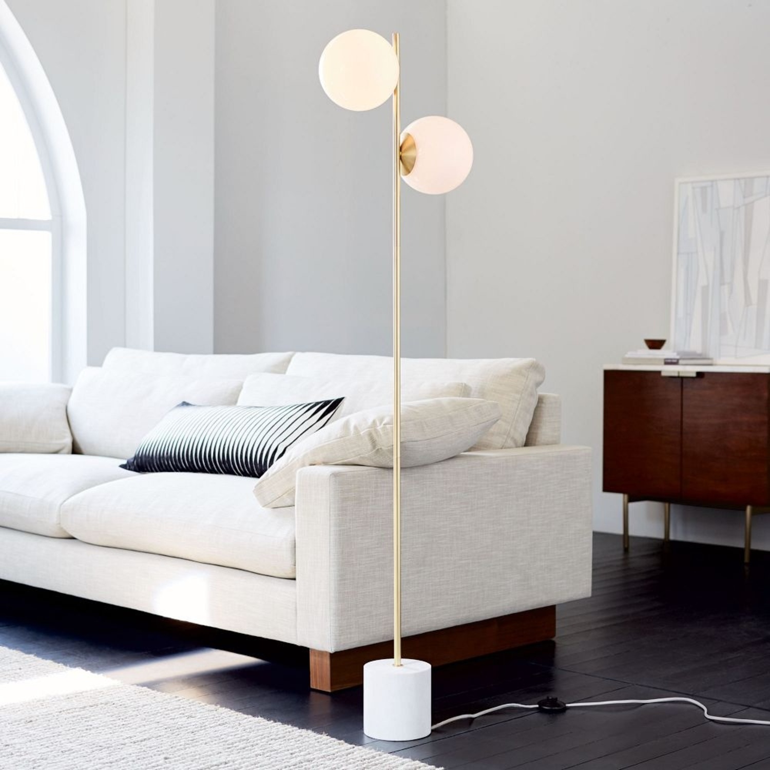 West Elm Gold Sphere & Stem 2-Light Floor Lamp - image-4