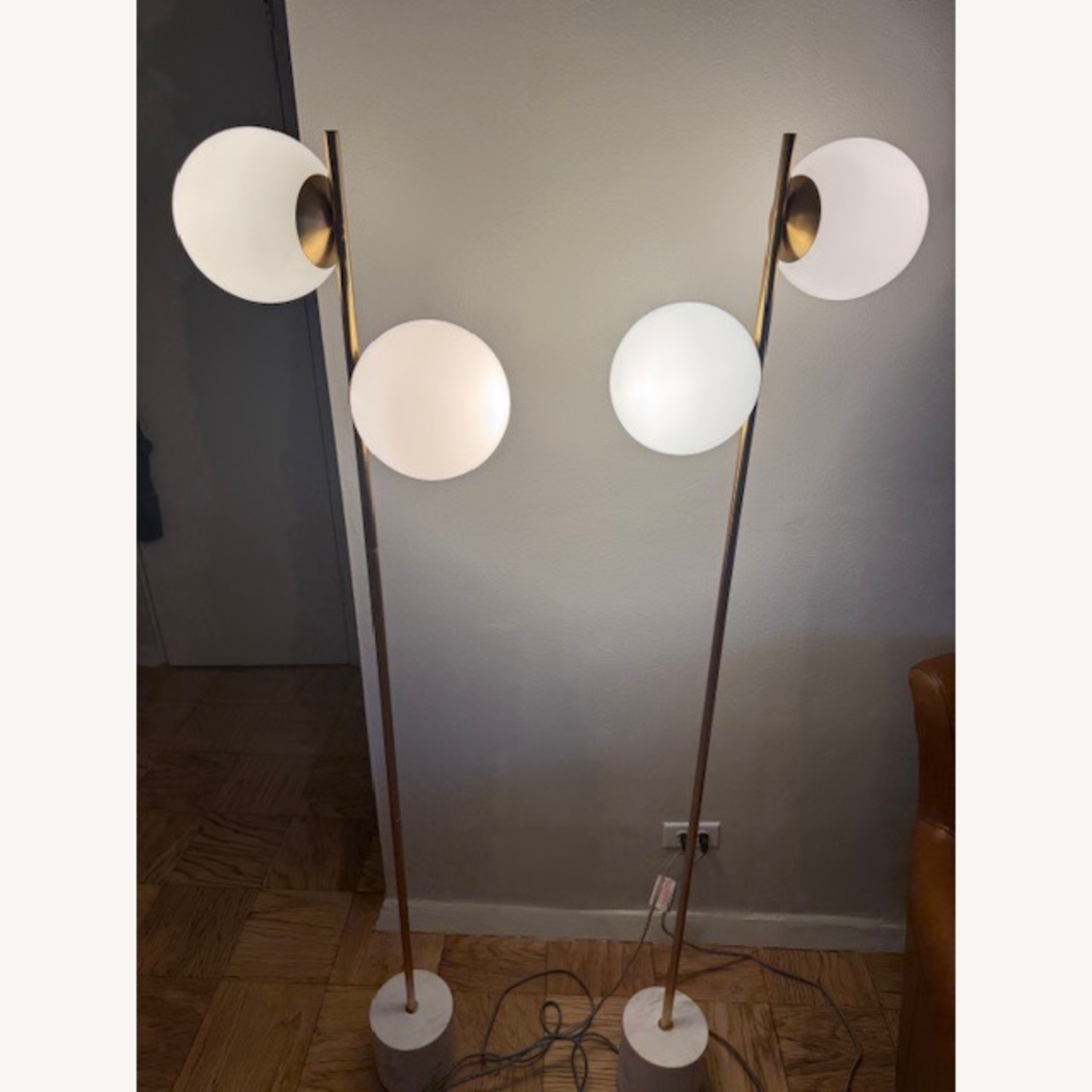 West Elm Gold Sphere & Stem 2-Light Floor Lamp - image-1
