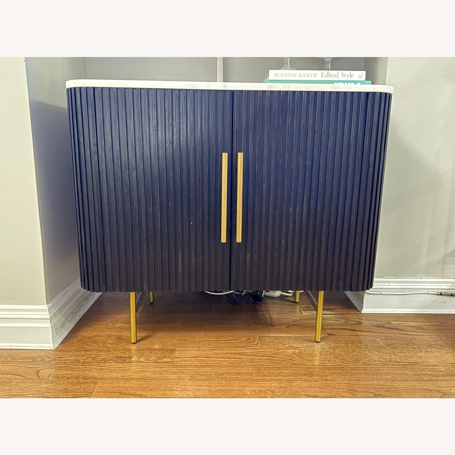 Finnley 2-Door Ebony Chest with Marble Top - image-1