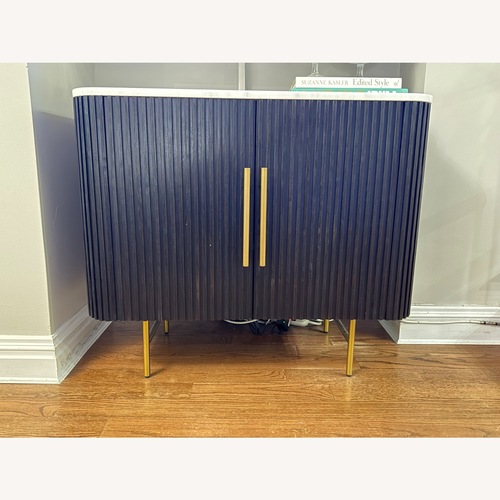 Used Finnley 2-Door Ebony Chest with Marble Top for sale on AptDeco