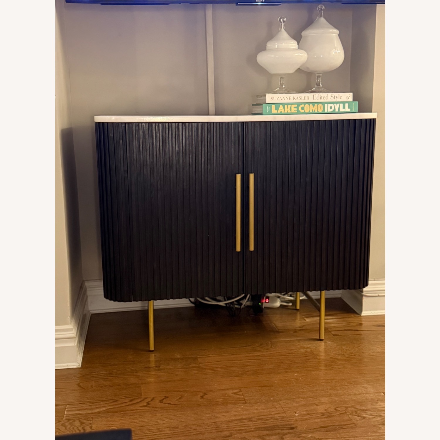 Finnley 2-Door Ebony Chest with Marble Top - image-2