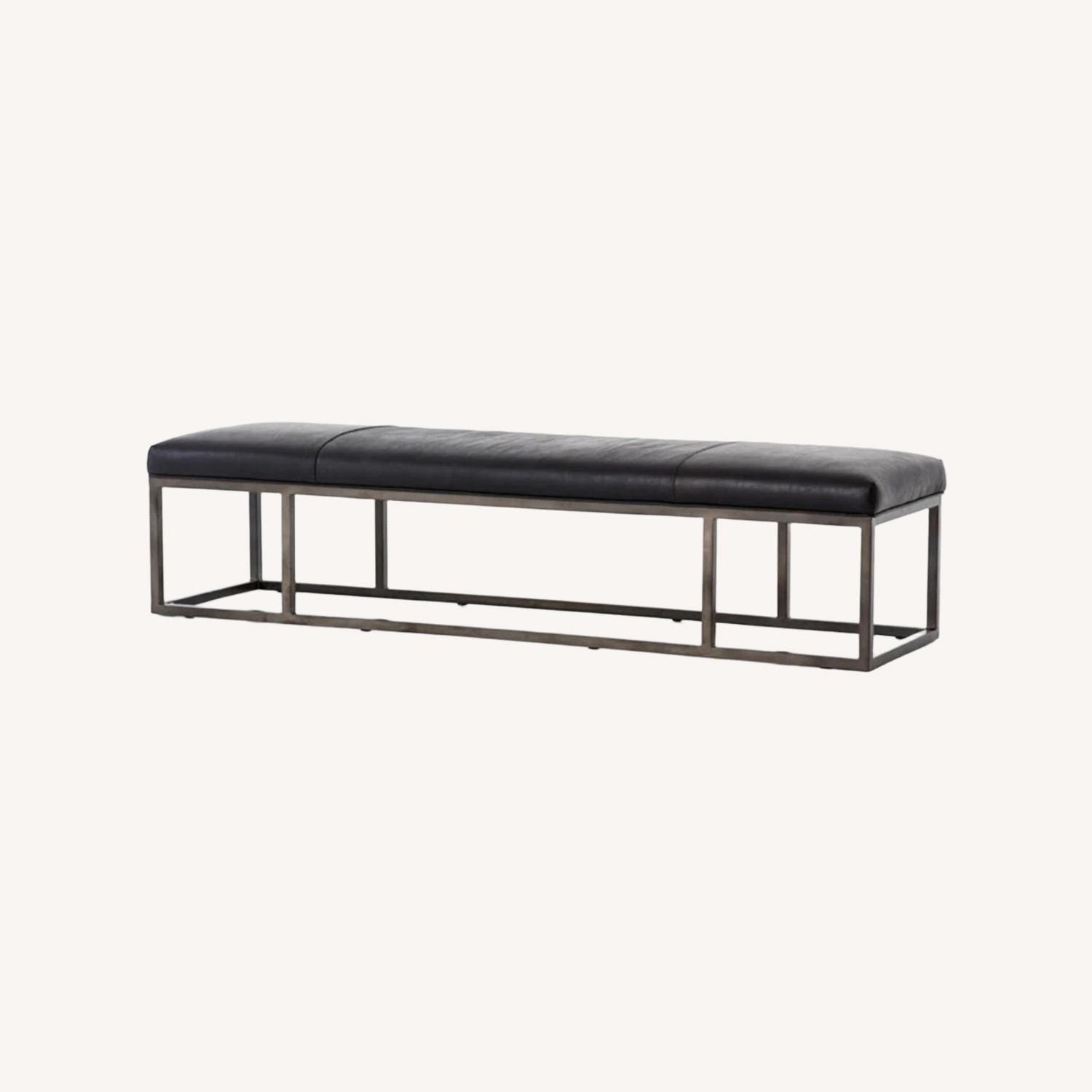 Perigold Four Hands Black Leather Bench - image-0