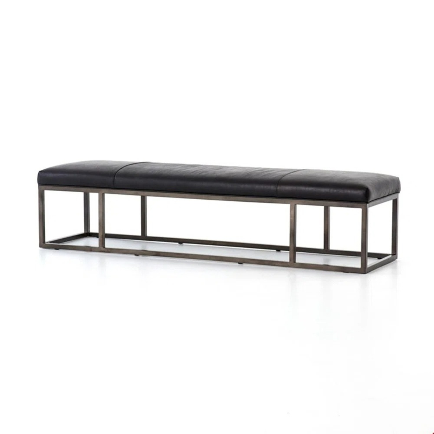 Perigold Four Hands Black Leather Bench - image-1