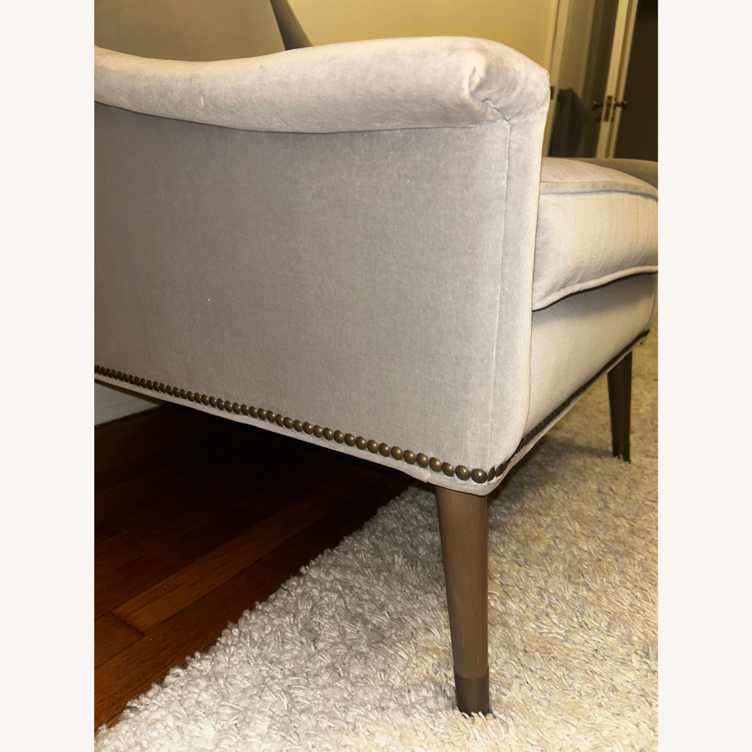 Anthropologie Light Gray Fabric Armchair - image-3