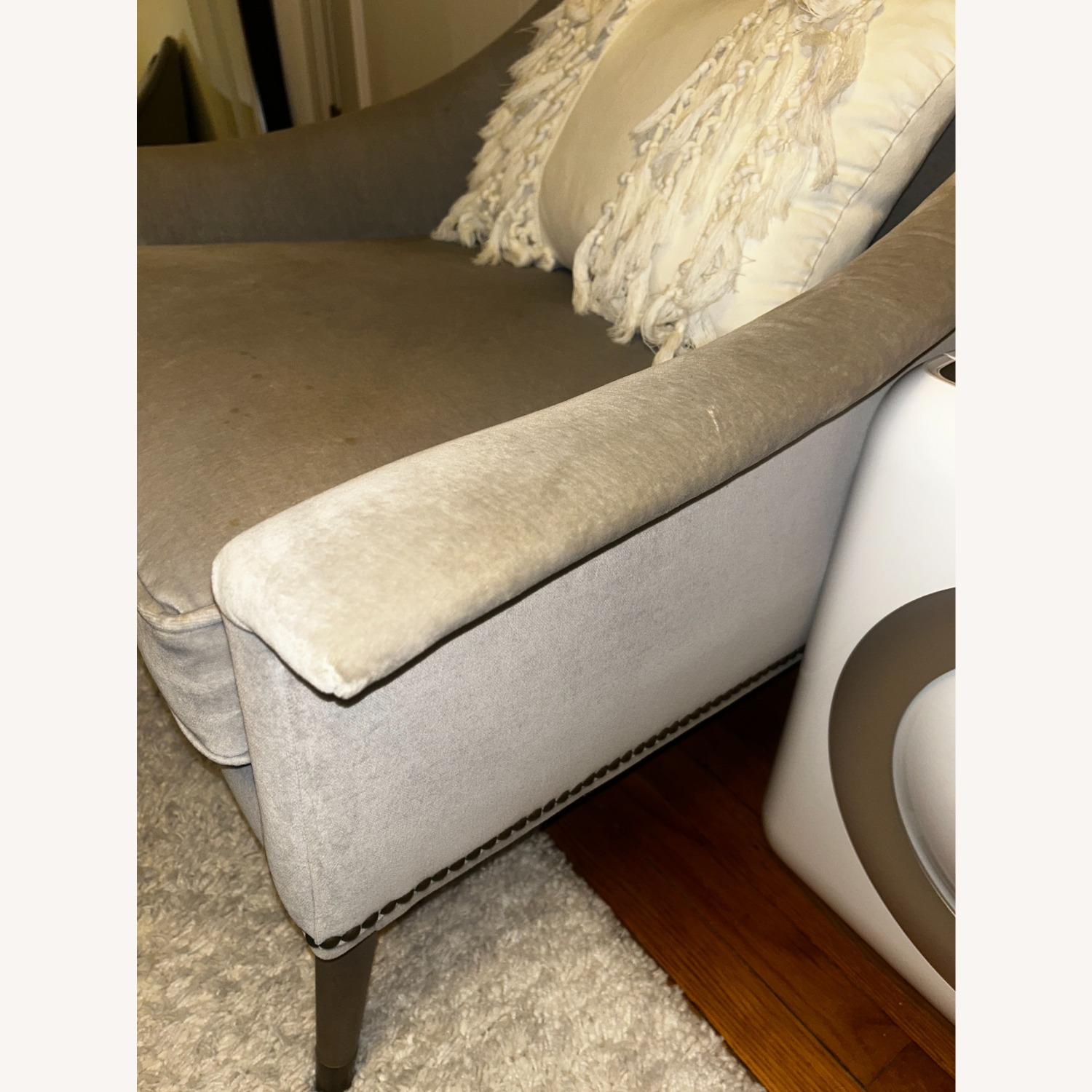 Anthropologie Light Gray Fabric Armchair - image-5