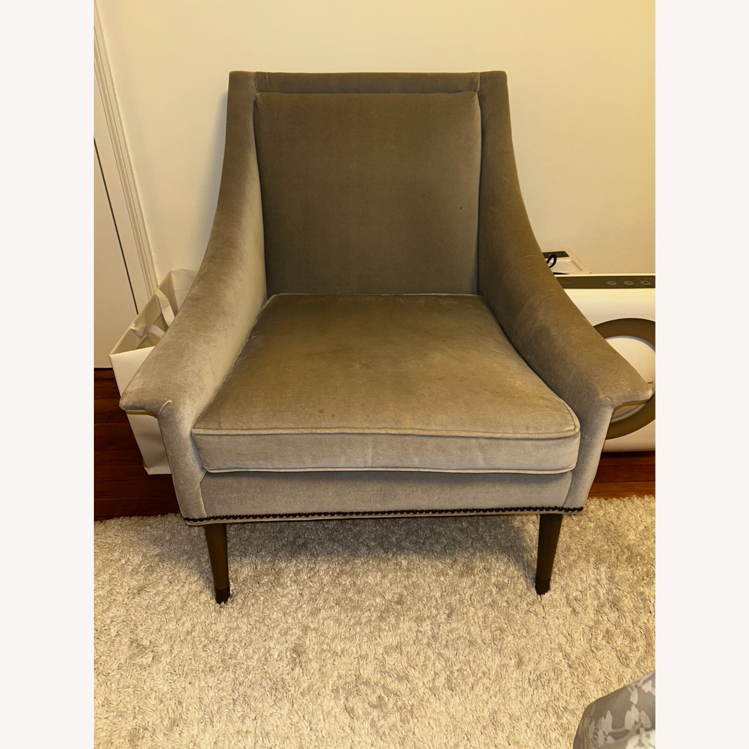 Anthropologie Light Gray Fabric Armchair - image-1