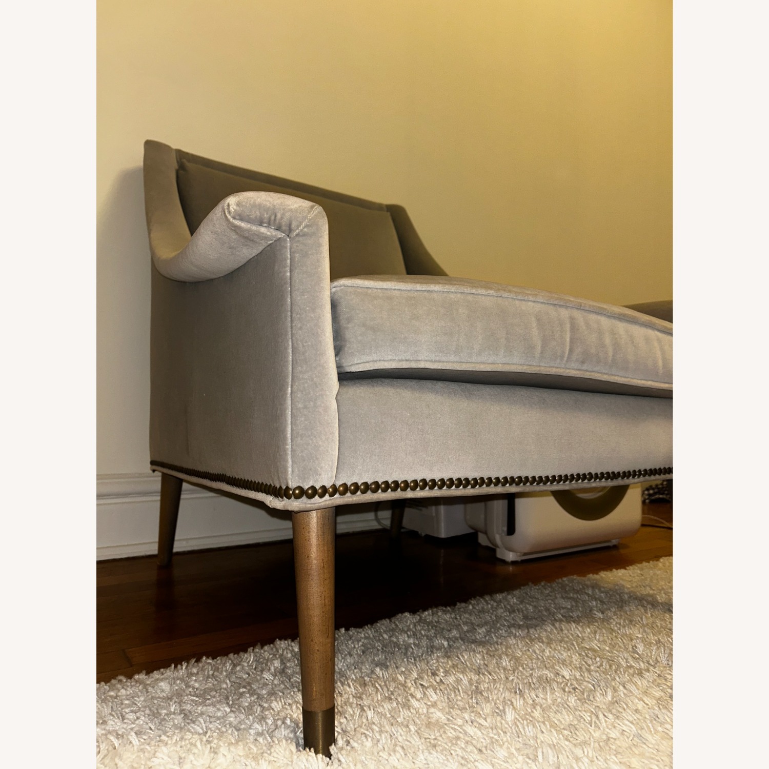 Anthropologie Light Gray Fabric Armchair - image-2