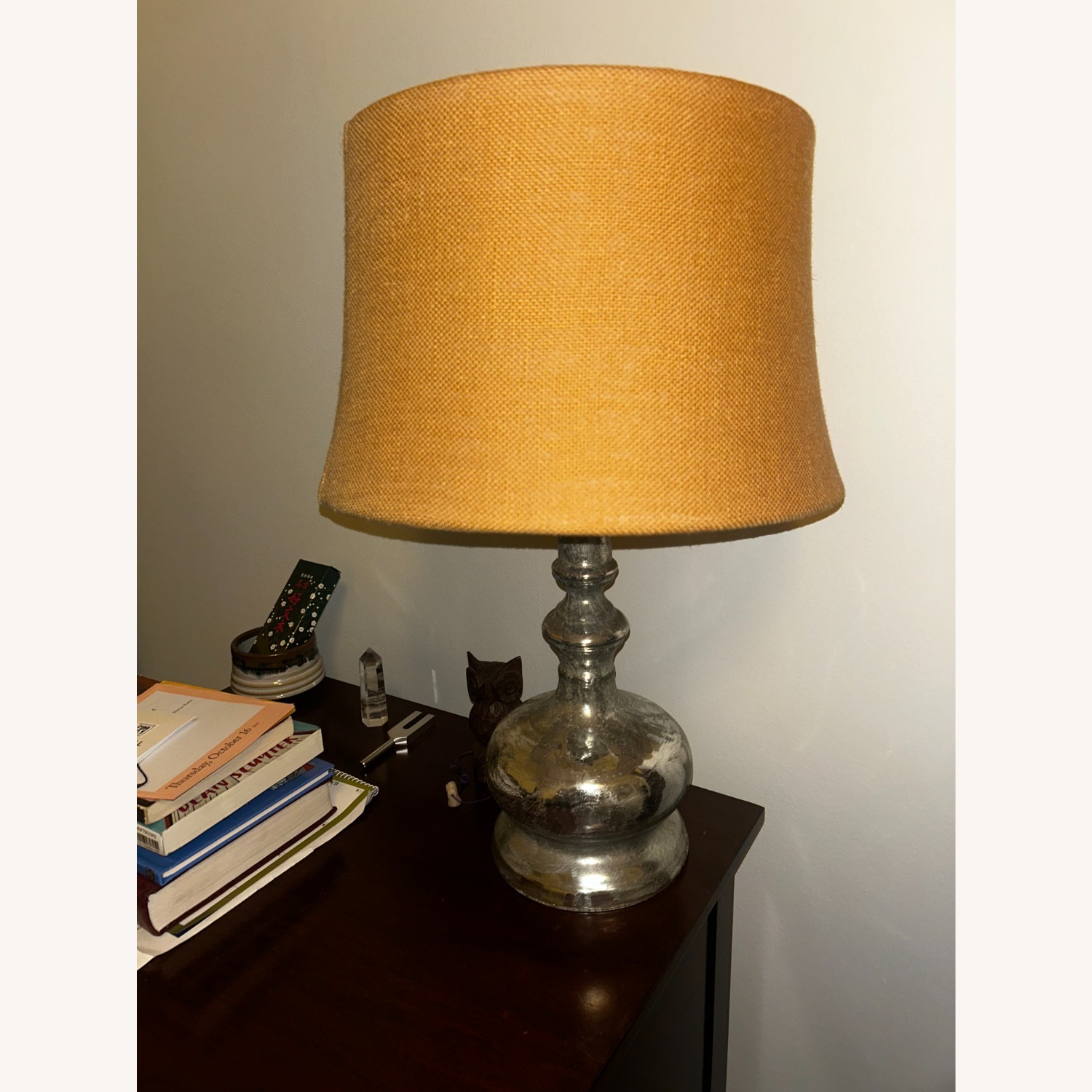 Pottery Barn Silver Fabric Table Lamps - image-2