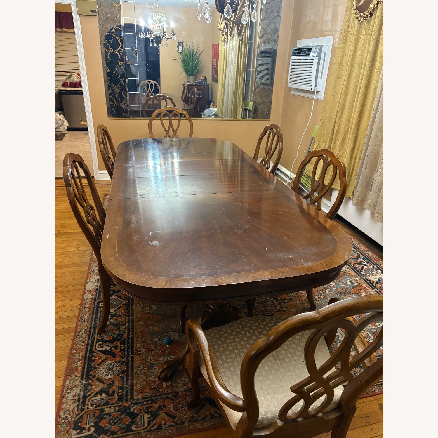 Dark Brown Wood Dining Set - image-1