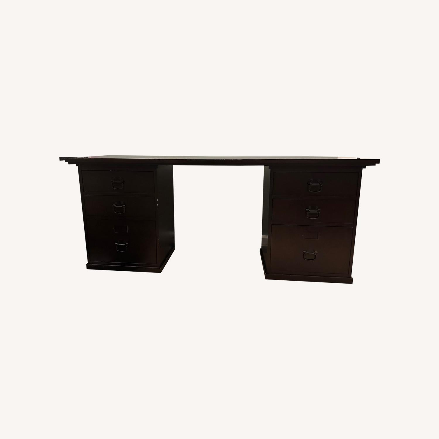 Pottery Barn Bedford Dark Brown Wood Desk - image-0