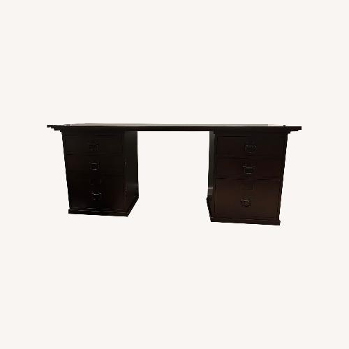 Used Pottery Barn Bedford Dark Brown Wood Desk for sale on AptDeco