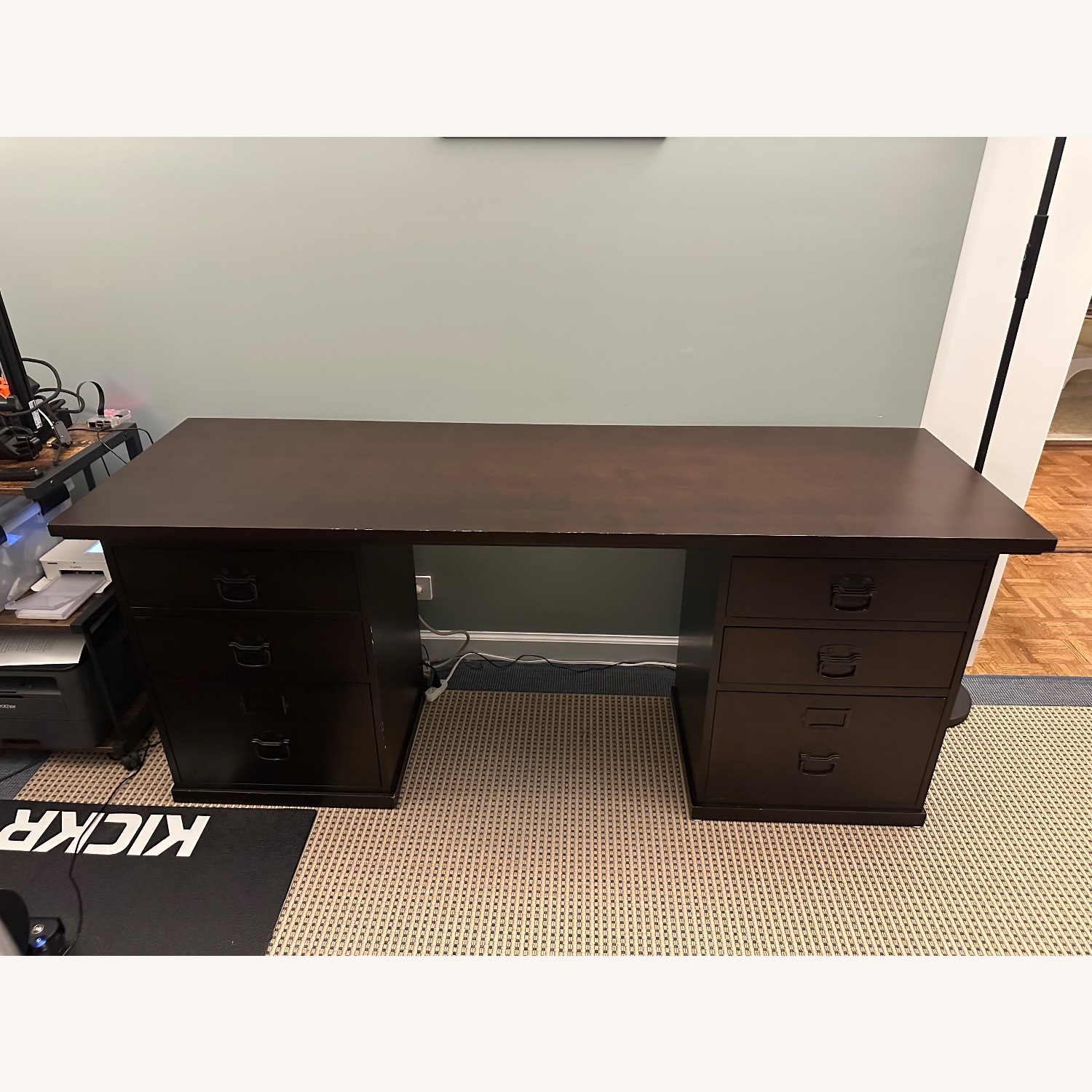 Pottery Barn Bedford Dark Brown Wood Desk - image-1