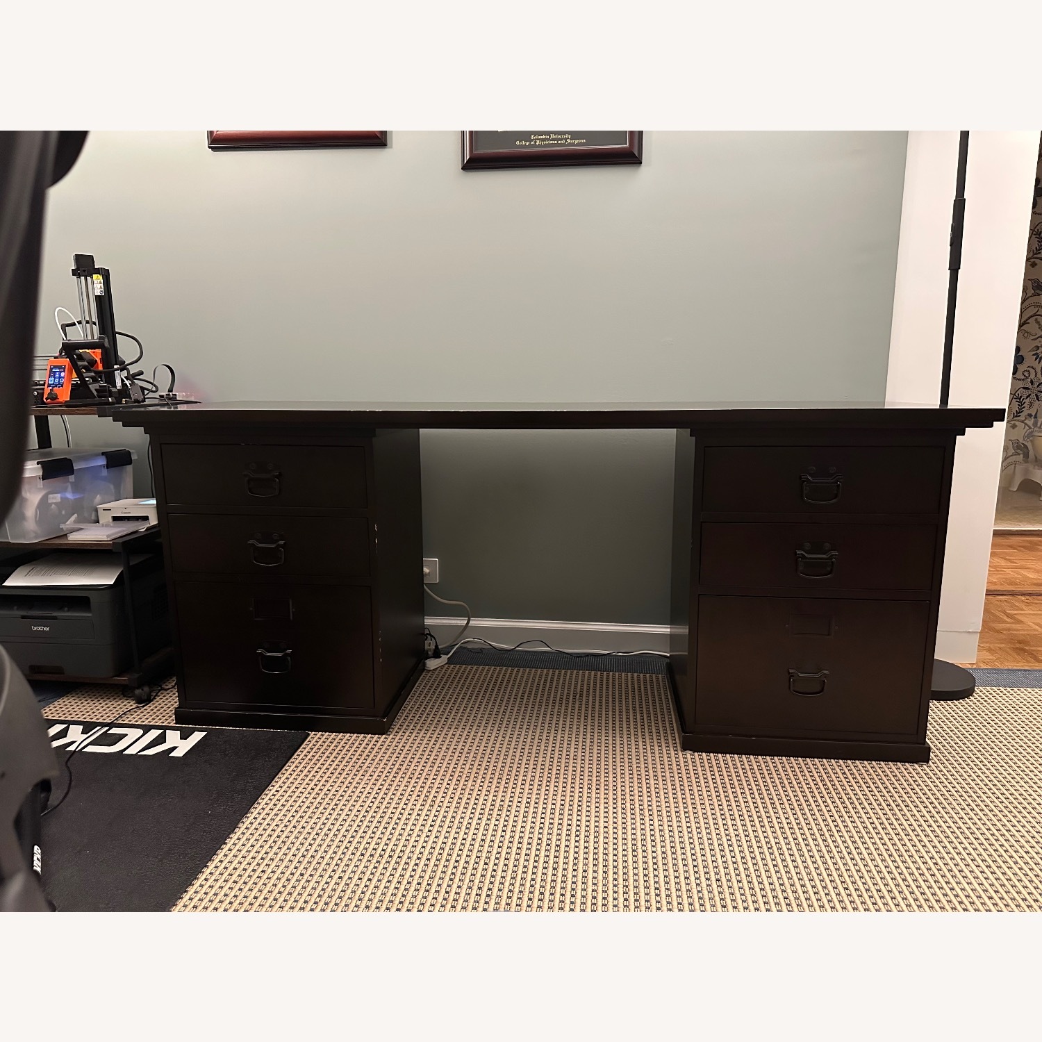 Pottery Barn Bedford Dark Brown Wood Desk - image-2