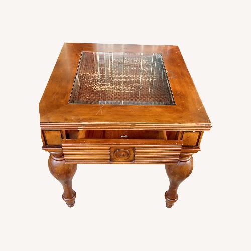 Used Wooden Table Glass Top for sale on AptDeco