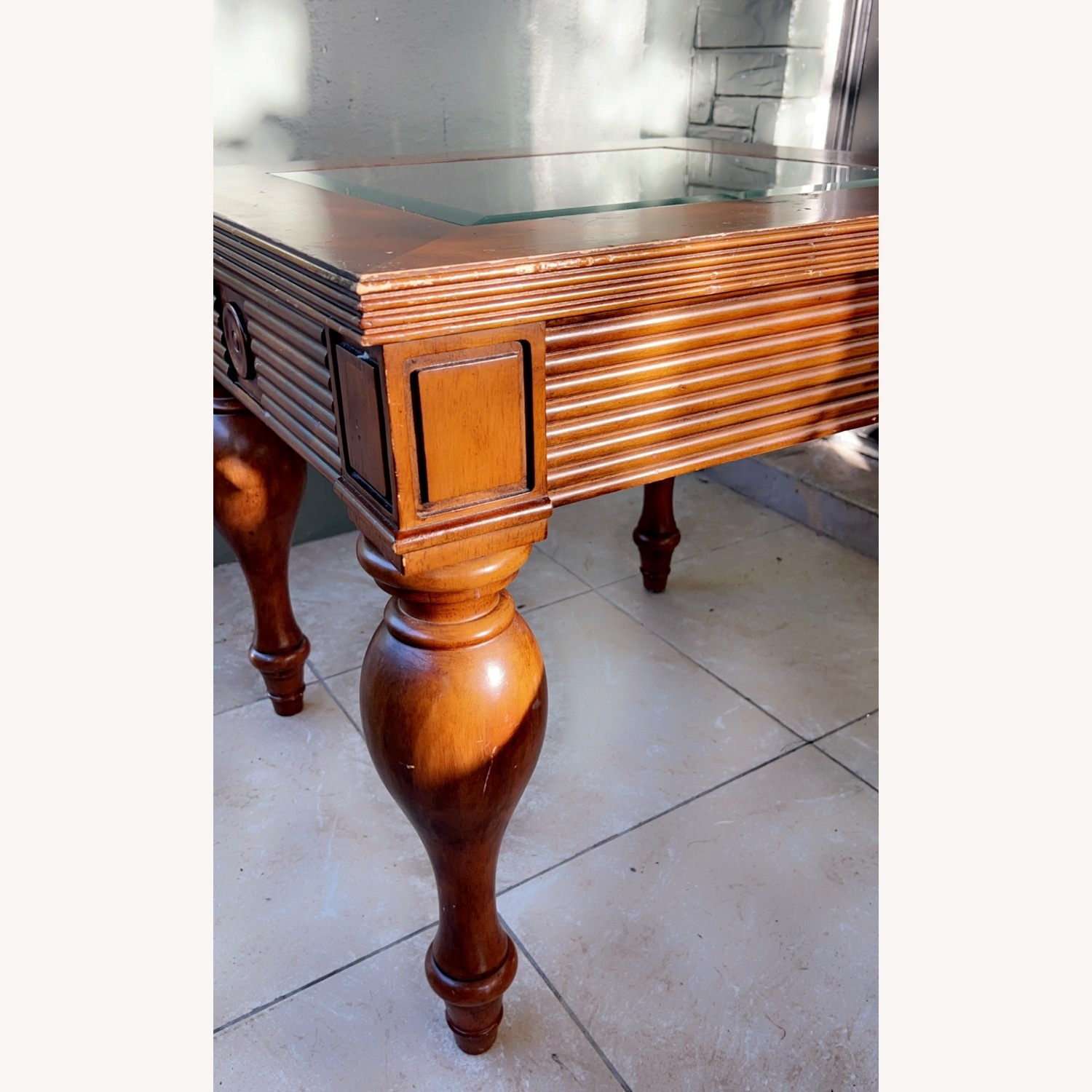 Wooden Table Glass Top - image-3