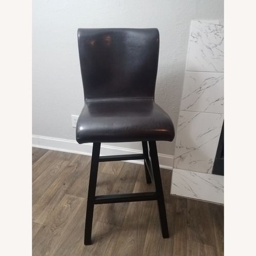 Used Bar Stool Dark Brown Leather Dining Chair for sale on AptDeco