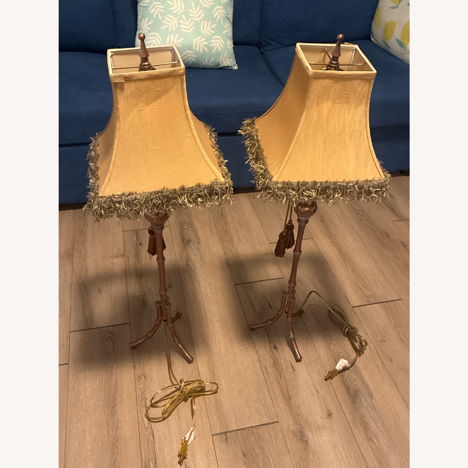 Mid-century Faux Bamboo Lamps - image-1