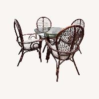 Vintage/Antique Dark Brown Bamboo Dining Set