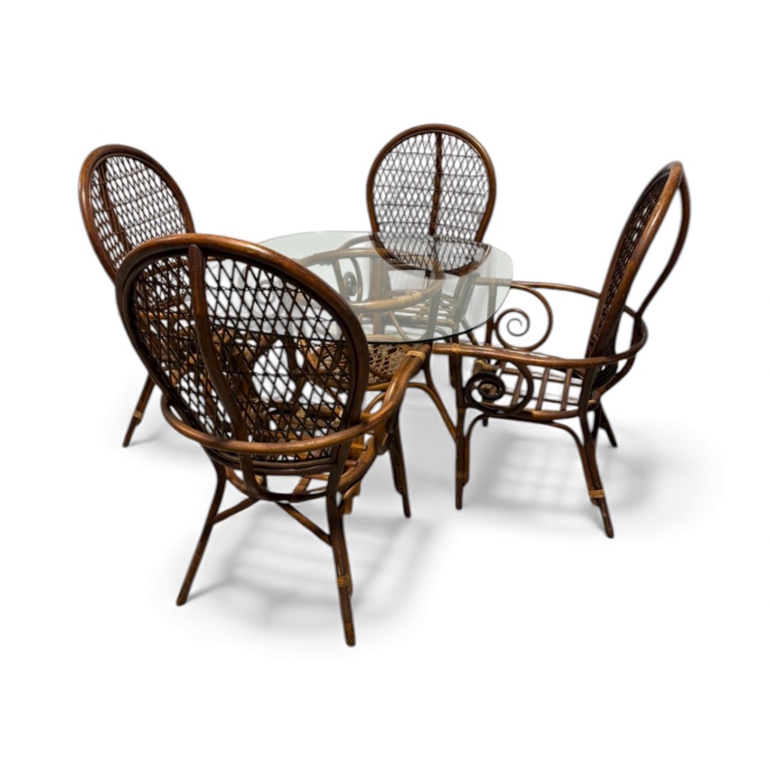 Vintage/Antique Dark Brown Bamboo Dining Set - image-2