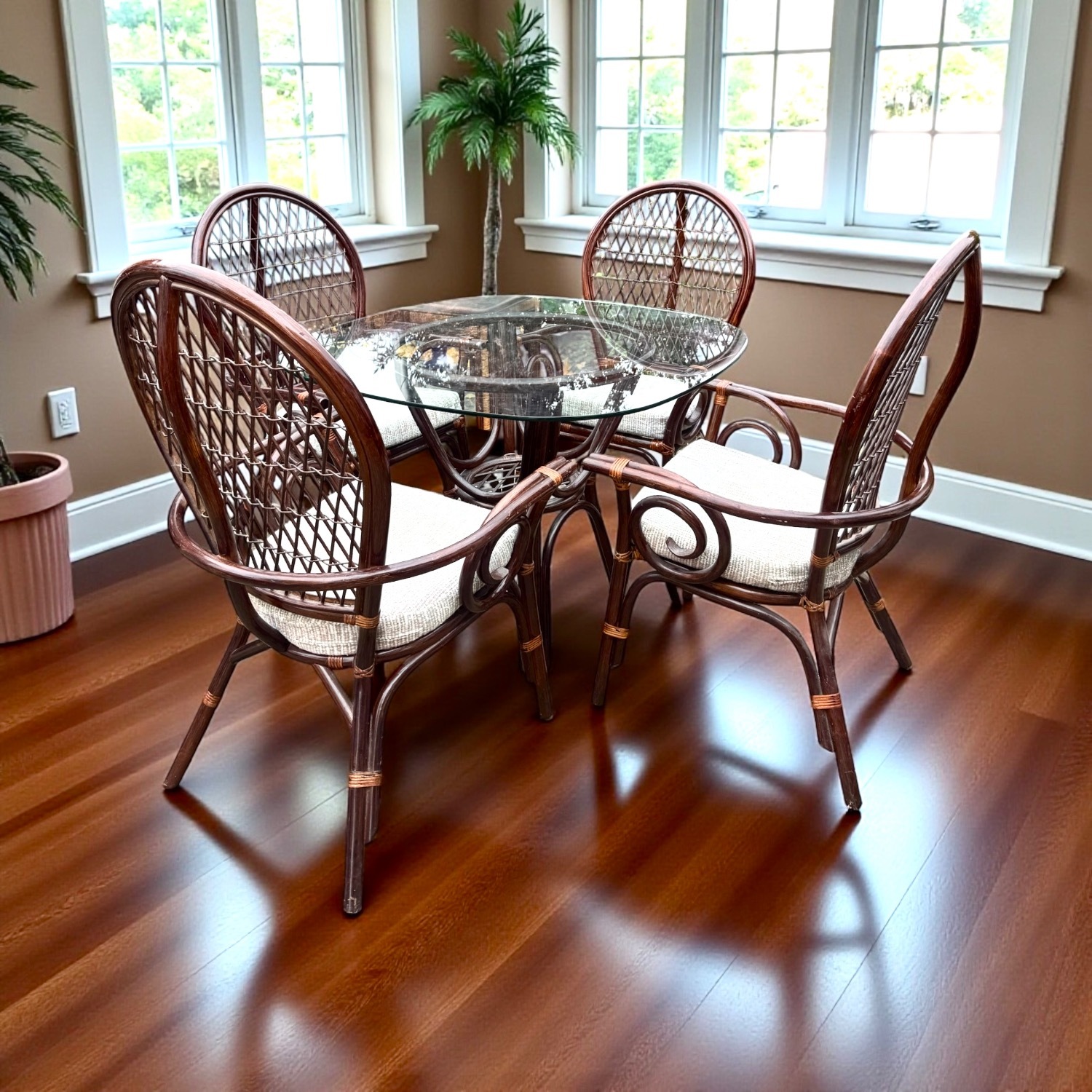 Vintage/Antique Dark Brown Bamboo Dining Set - image-3